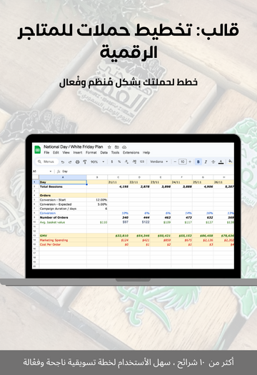 قالب تخطيط حملات إعلانية للمتاجر الرقمية